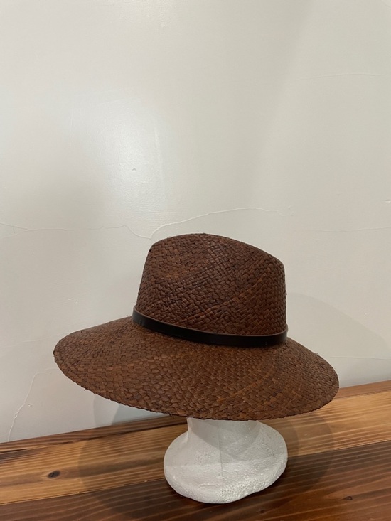 Janessa Leone Dora Raffia Straw Fedora Hat Brown main image 16